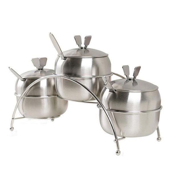 3pcs set kitchen supplies durable salt sugar storage shape with lid container stainless steel restaurant condiment pot
3pcs set kitchen supplies durable salt sugar storage shape with lid container stainless steel restaurant condiment pot