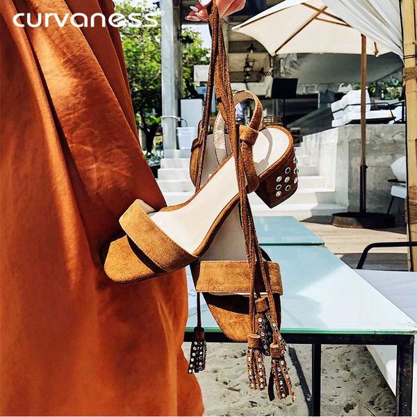 curvaness cross bandage high heels sandals women pumps thick heel lace-up summer shoes fashion tassel pompes de femme size 33-43, Black
curvaness cross bandage high heels sandals women pumps thick heel lace-up summer shoes fashion tassel pompes de femme size 33-43, Black