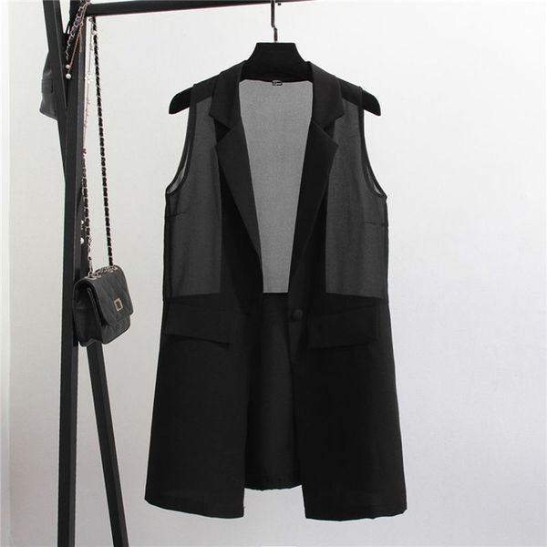 plus size 3xl summer new thin chiffon suit vest coat women sleeveless waistcoat women coat long blazer vest jacket chaleco c4338, Black;white
plus size 3xl summer new thin chiffon suit vest coat women sleeveless waistcoat women coat long blazer vest jacket chaleco c4338, Black;white