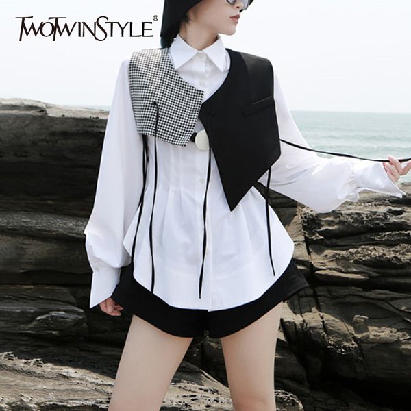 twotwinstyle patchwork striped hit color women's vest v neck sleeveless lace up irregular autumn vests female fashion 2019 tide, Black;white
twotwinstyle patchwork striped hit color women's vest v neck sleeveless lace up irregular autumn vests female fashion 2019 tide, Black;white
