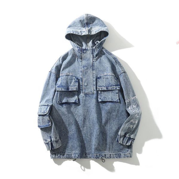 autumn winter harajuku vintage streetwear denim jacket men blue multi pockets hooded jeans jacket and coat for male r2288, Black;brown
autumn winter harajuku vintage streetwear denim jacket men blue multi pockets hooded jeans jacket and coat for male r2288, Black;brown