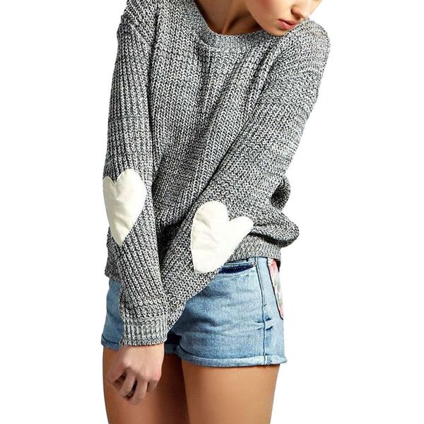 autumn winter women casual heart long sleeve solid color sweater loose jumper, White;black
autumn winter women casual heart long sleeve solid color sweater loose jumper, White;black