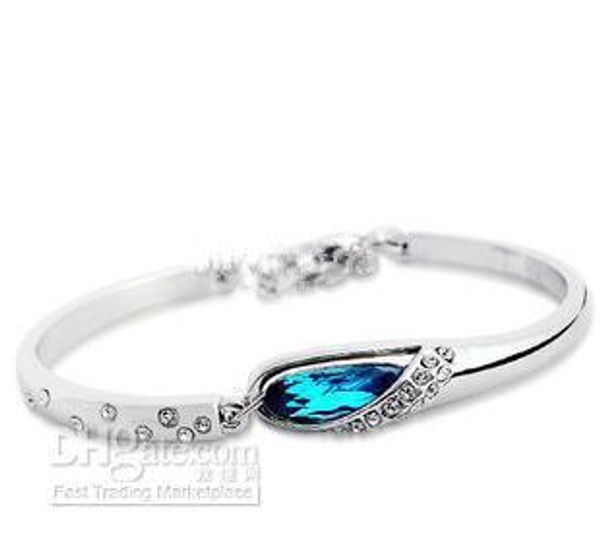

new listing beautiful fashion solid silver charm swarovski elements crystal bracelet cute pretty holiday gift ab2-925