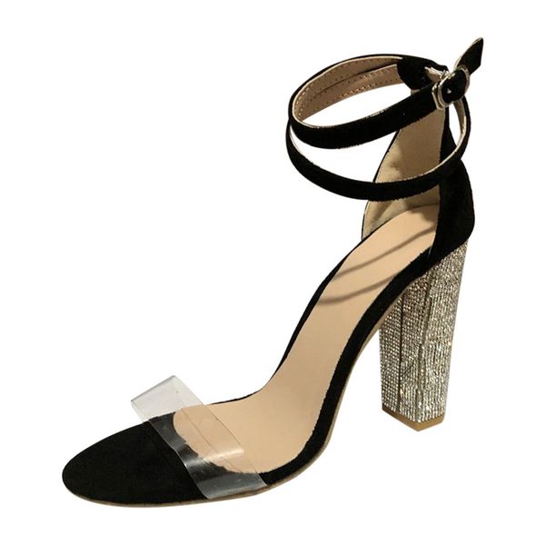 women's buckle fish mouth transparent belt strap buckle high heel women sandals casual summer shoes woman sandalia feminina, Black
women's buckle fish mouth transparent belt strap buckle high heel women sandals casual summer shoes woman sandalia feminina, Black