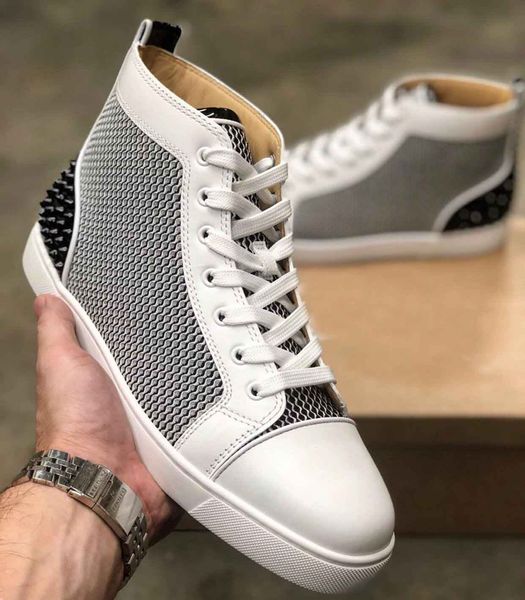 luxury designer red bottom spikes iii men high-sneaker shoes mesh leather trainers studs perfect brands women rivets casual flats, Black
luxury designer red bottom spikes iii men high-sneaker shoes mesh leather trainers studs perfect brands women rivets casual flats, Black