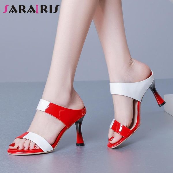 sarairis big size 33-43 new lady party mules patent leather slippers women mixed colors thin high heel shoes woman, Black
sarairis big size 33-43 new lady party mules patent leather slippers women mixed colors thin high heel shoes woman, Black