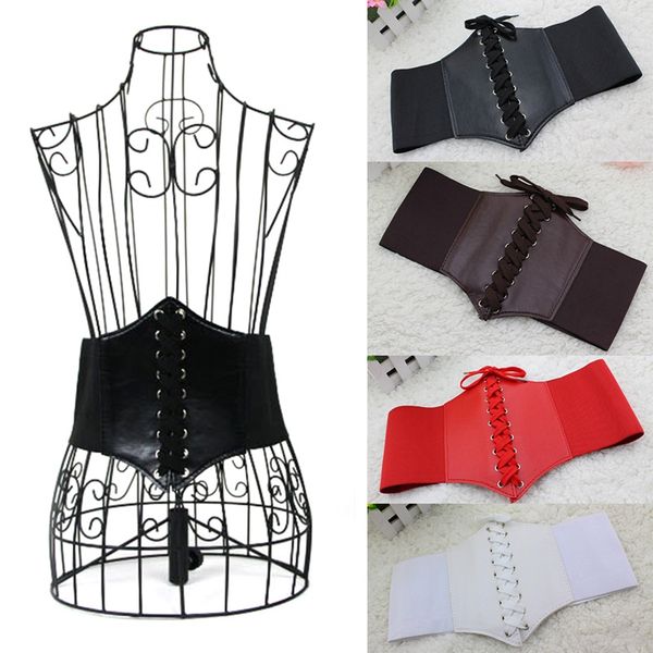 women's ultra plus wide belt faux leather elastic corset belt front tie up waist girl clothes decoration, Black;brown
women's ultra plus wide belt faux leather elastic corset belt front tie up waist girl clothes decoration, Black;brown