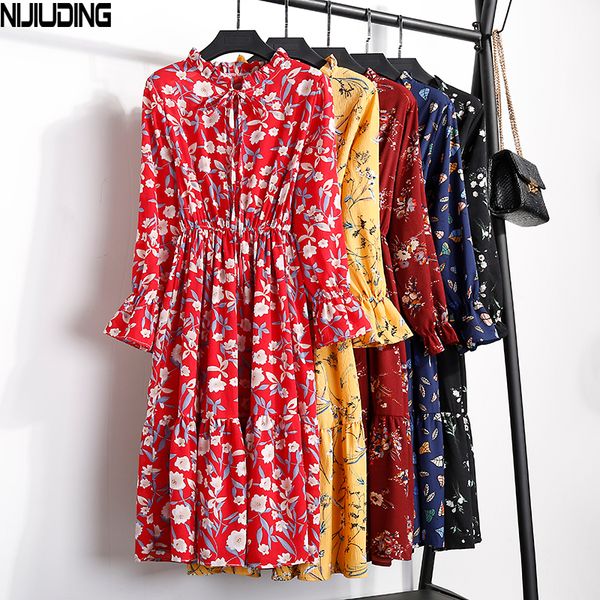 Autumn 2018 Women Casual Dresses Sweet Floral Printed Chiffon Dress Long Sleeve Stand Collar With Belt A-line Midi Shirt Dresses
Autumn 2018 Women Casual Dresses Sweet Floral Printed Chiffon Dress Long Sleeve Stand Collar With Belt A-line Midi Shirt Dresses