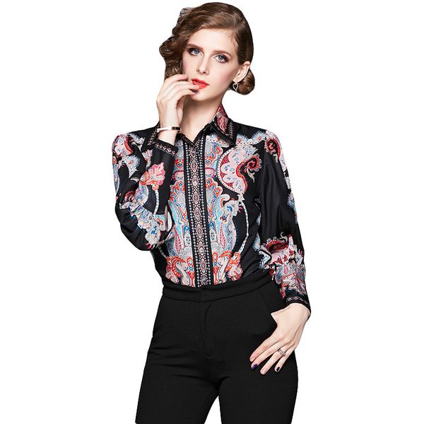 luxury floral print black blouses long sleeve women spring autumn winter fashion runway button front shirt plus size ladies elegant, White
luxury floral print black blouses long sleeve women spring autumn winter fashion runway button front shirt plus size ladies elegant, White