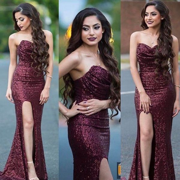 blink sequined mermaid prom dress strapless side split floor length evening dress red carpet party gown, Black
blink sequined mermaid prom dress strapless side split floor length evening dress red carpet party gown, Black