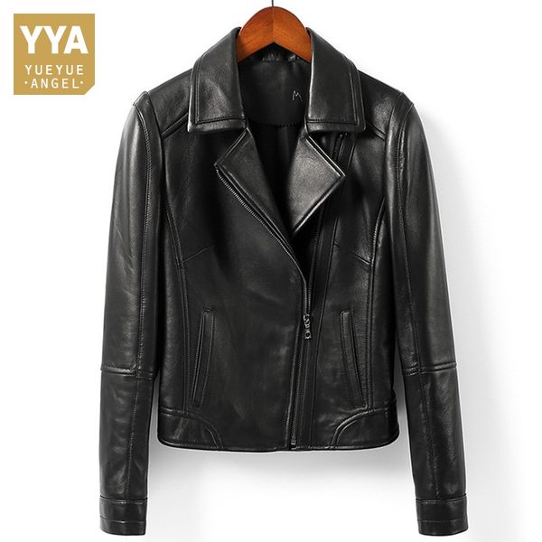 2019 new women 100% real sheepskin leather jacket slim fit suit short coat genuine leather outerwear lapel collar biker jacket, Black
2019 new women 100% real sheepskin leather jacket slim fit suit short coat genuine leather outerwear lapel collar biker jacket, Black