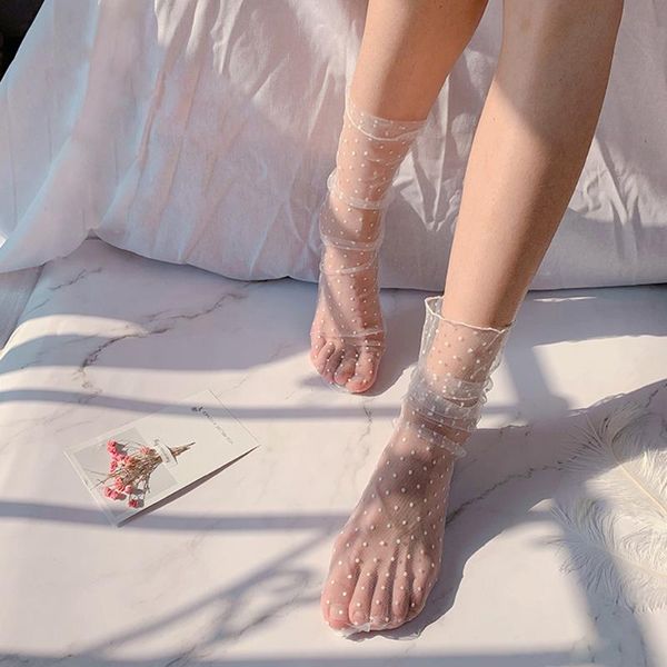 fashion dot tulle socks women transparent thin long socks knee chiffon funny female dress sock streetwear calcetines mujer, Black;white
fashion dot tulle socks women transparent thin long socks knee chiffon funny female dress sock streetwear calcetines mujer, Black;white