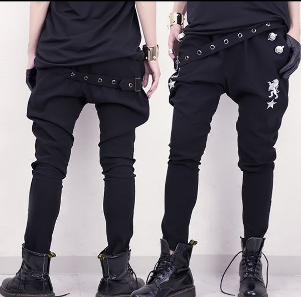 2020 spring japanese lion embroidery stretch harem pants punk style men's personality hip-hop trousers, Black
2020 spring japanese lion embroidery stretch harem pants punk style men's personality hip-hop trousers, Black