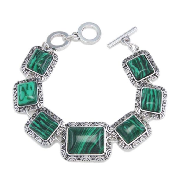 silver plated stackable rectangle shape malachite stone link chain bracelet for women jewelry, Black
silver plated stackable rectangle shape malachite stone link chain bracelet for women jewelry, Black