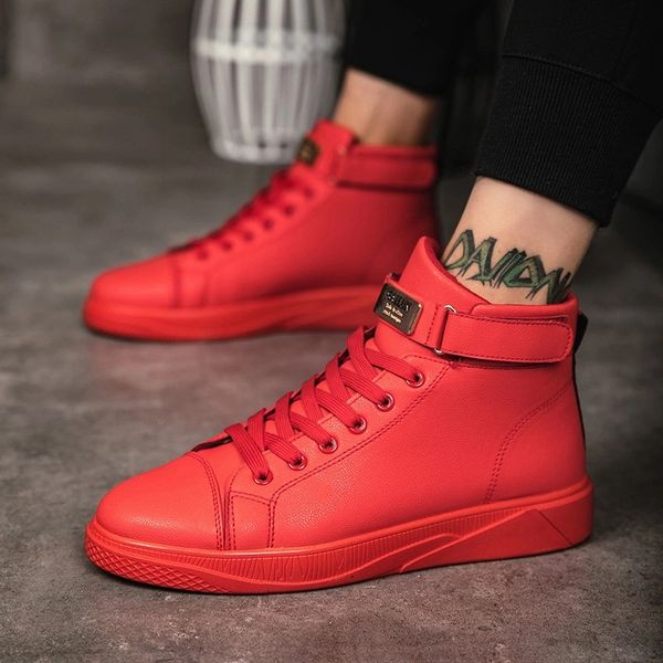 black red men lace up ankle boots flats shoes high leather casual shoes men's vulcanize senakers walking
black red men lace up ankle boots flats shoes high leather casual shoes men's vulcanize senakers walking