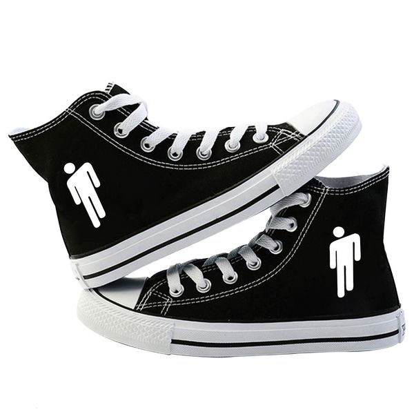billie eilish periphery pattern canvas shoe men and women fund ventilation shoe casual shoes, Black