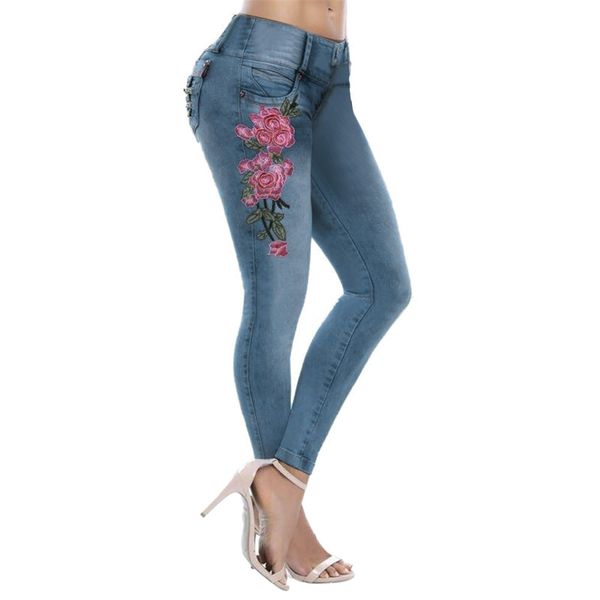 2019 women stretch high waist skinny embroidery jeans floral print denim pencil pants female trousers plus size, Blue
2019 women stretch high waist skinny embroidery jeans floral print denim pencil pants female trousers plus size, Blue
