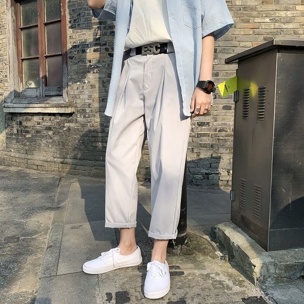 men's suit pants 2020 spring new slim solid color joker nine minutes pants suit loose casual personality youth men's wear, White;black
men's suit pants 2020 spring new slim solid color joker nine minutes pants suit loose casual personality youth men's wear, White;black