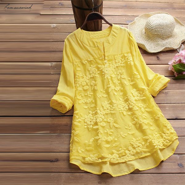 2019 summer women blouse elegant v neck long sleeve loose ol linen party shirt casual vintage embroidery work cotton, White
2019 summer women blouse elegant v neck long sleeve loose ol linen party shirt casual vintage embroidery work cotton, White