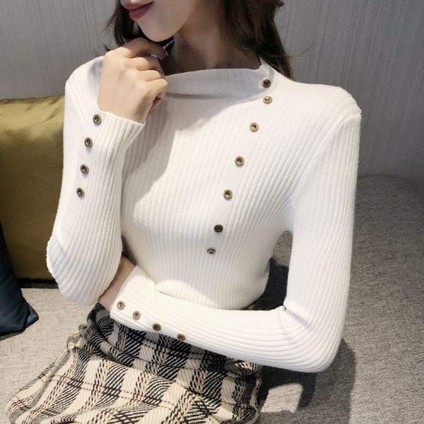 2019 new fashionturtle neck sweater spring autumn solid knitted pullover slim soft jumper sweater pull femme, White;black
2019 new fashionturtle neck sweater spring autumn solid knitted pullover slim soft jumper sweater pull femme, White;black