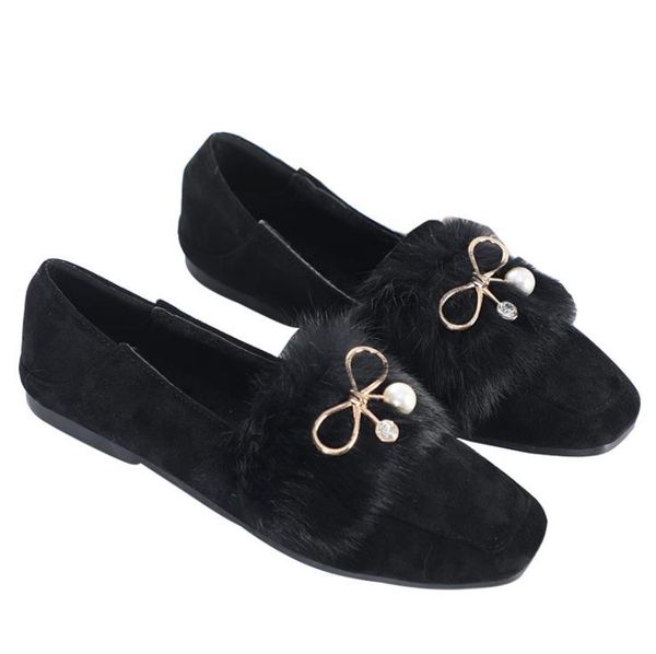 2019 new autumn and winter women's cotton shoes fashion square head metal bowknot fur flats women shoes, Black
2019 new autumn and winter women's cotton shoes fashion square head metal bowknot fur flats women shoes, Black