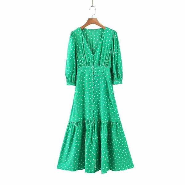new women elegant v neck polka dot print pleats shirtdress ladies retro three quarter sleeve vestidos chic midi dresses ds3465, Black;gray
new women elegant v neck polka dot print pleats shirtdress ladies retro three quarter sleeve vestidos chic midi dresses ds3465, Black;gray