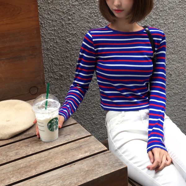 korean version of ins super fire striped high waist short paragraph bottoming sweater sweater 2019 spring new women's, White;black
korean version of ins super fire striped high waist short paragraph bottoming sweater sweater 2019 spring new women's, White;black