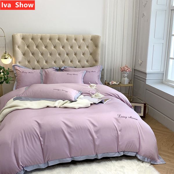iva show gray high-end tencel bedding set embroidery bed set milk color edge pillowcase king size bed four-pieces
iva show gray high-end tencel bedding set embroidery bed set milk color edge pillowcase king size bed four-pieces