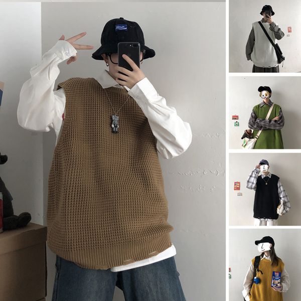 2019 early autumn new korean version of the couple chinese style loose men's solid color casual vest sweater, White;black
2019 early autumn new korean version of the couple chinese style loose men's solid color casual vest sweater, White;black