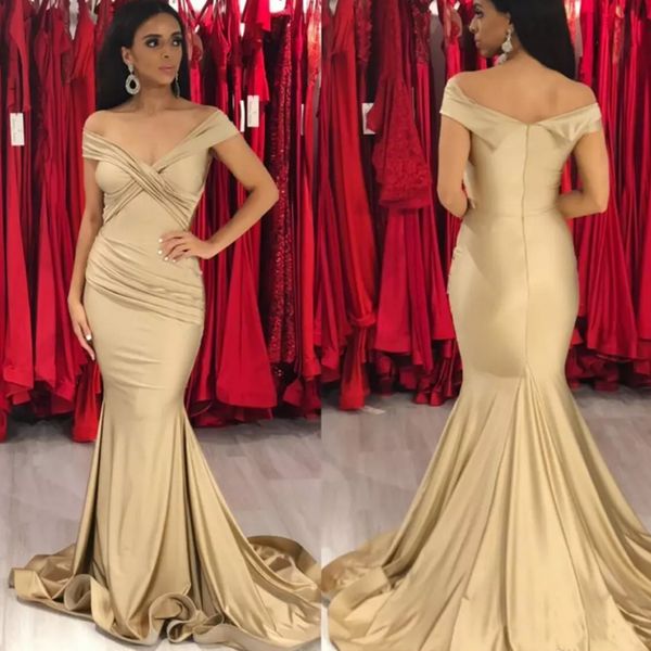 2019 off shoulder champagne mermaid prom dresses simple pleats floor length dresses evening party gown, Black
2019 off shoulder champagne mermaid prom dresses simple pleats floor length dresses evening party gown, Black