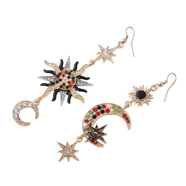 wholesale- sun crescent diamonds dangle earrings for women western irregular asymmetry moon stars chandelier earring luxury jewelry, Silver
wholesale- sun crescent diamonds dangle earrings for women western irregular asymmetry moon stars chandelier earring luxury jewelry, Silver