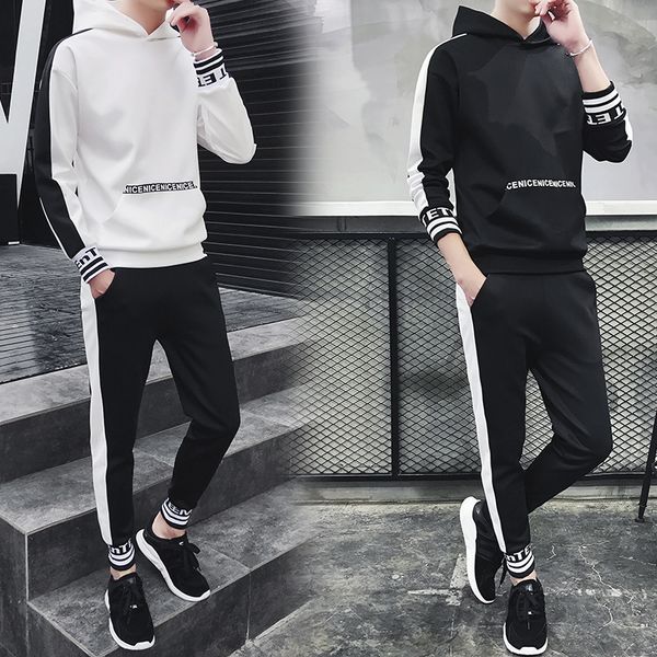 2018 autumn new sweater suit men's simple style fashion casual loose hooded sweater pants suit, Gray
2018 autumn new sweater suit men's simple style fashion casual loose hooded sweater pants suit, Gray