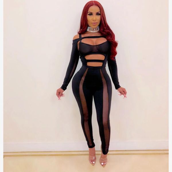 women black hollow out bandage jumpsuit mesh sheer long sleeve backless skinny bodysuit female bodycon party romper overall, Black;white
women black hollow out bandage jumpsuit mesh sheer long sleeve backless skinny bodysuit female bodycon party romper overall, Black;white