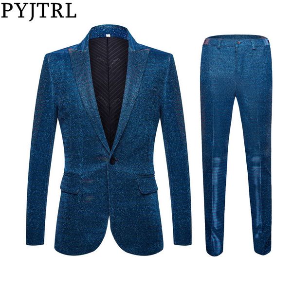 pyjtrl men fashion shiny fantasy color stripes blue 2 pieces set suits wedding groom party prom tuxedos stage singers costume, White;black
pyjtrl men fashion shiny fantasy color stripes blue 2 pieces set suits wedding groom party prom tuxedos stage singers costume, White;black