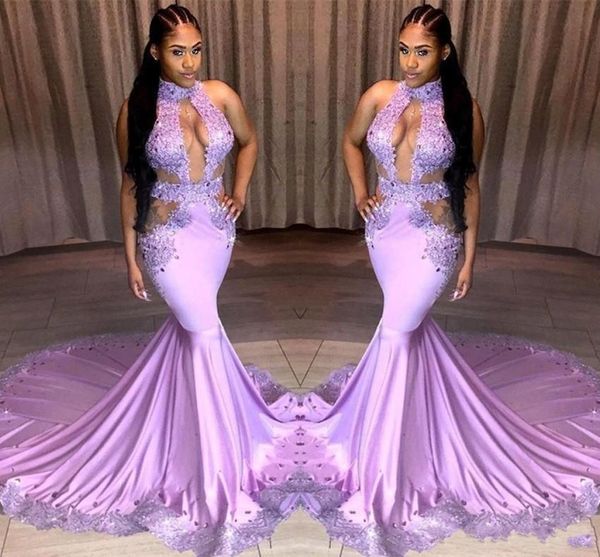 front open mermaid prom dresses lavender halter neck lace applqiues party formal wear plus size evening gowns long, Black
front open mermaid prom dresses lavender halter neck lace applqiues party formal wear plus size evening gowns long, Black