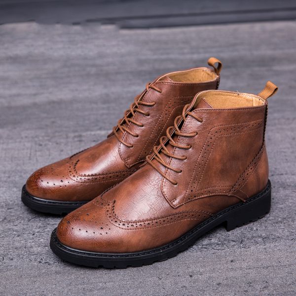 retro brogue style ankle men boots british casual spring/autumn boots mens pu leather basic formal boots men 2019, Black
retro brogue style ankle men boots british casual spring/autumn boots mens pu leather basic formal boots men 2019, Black