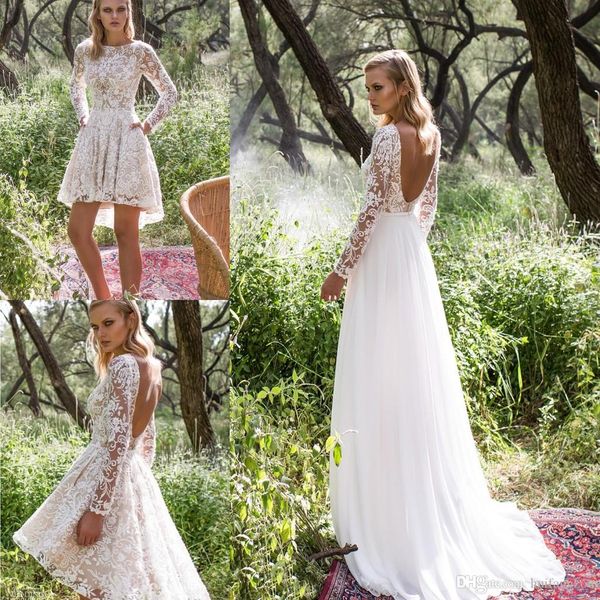 2019 vintage lace wedding dress with detachable skirt long sleeve beaded appliques knee length wedding dress a line backless bridal gowns, White
2019 vintage lace wedding dress with detachable skirt long sleeve beaded appliques knee length wedding dress a line backless bridal gowns, White