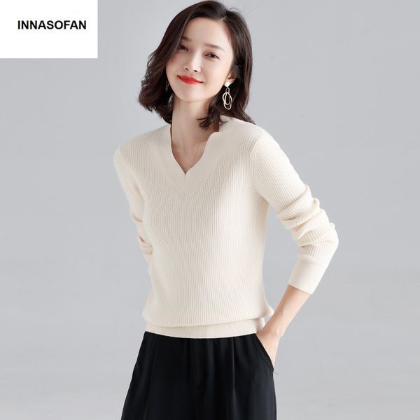 innasofan sweater women autumn winter long-sleeved sweater euro-american fashion chic v-collar solid color, White;black
innasofan sweater women autumn winter long-sleeved sweater euro-american fashion chic v-collar solid color, White;black