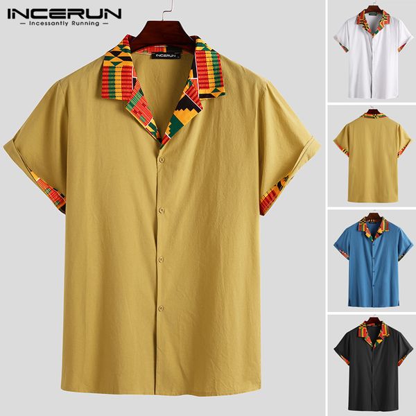 men's casual shirts incerun ethnic style men shirt short sleeve lapel printed patchwork 2021 camisas cotton african streetwear 3xl, White;black
men's casual shirts incerun ethnic style men shirt short sleeve lapel printed patchwork 2021 camisas cotton african streetwear 3xl, White;black