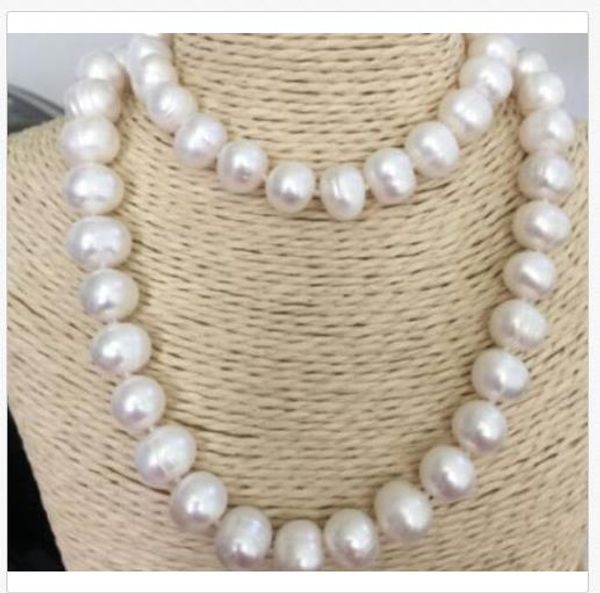 10-12mm natural south sea white pearl necklace 49 inch 14k, Silver