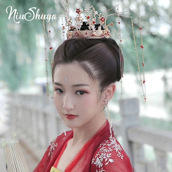 niushuya new vintage chinese wedding hair accessories bride hair crown princess ornaments queen cosplay carnival, Golden;white 
niushuya new vintage chinese wedding hair accessories bride hair crown princess ornaments queen cosplay carnival, Golden;white