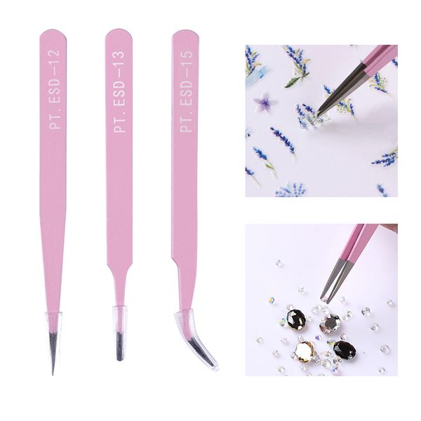 3pcs stainless steel tweezers straight curved 3d rhinestone sticker eyelash extension picker pink nail art tool manicure kit
3pcs stainless steel tweezers straight curved 3d rhinestone sticker eyelash extension picker pink nail art tool manicure kit