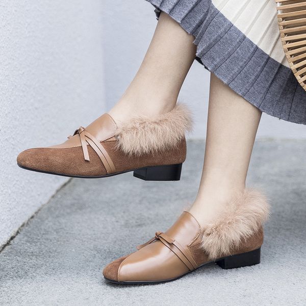 women fur loafers winter solid gennuine leather mules shoes real cony hair woman outsides slip on flat loafers, Black
women fur loafers winter solid gennuine leather mules shoes real cony hair woman outsides slip on flat loafers, Black