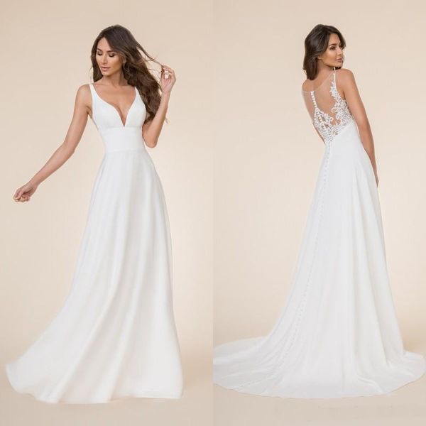 Vintage Wedding Dresses A Line V Neck Satin Country Bridal Gowns Custom Made Button Back Summer Wedding Dress
Vintage Wedding Dresses A Line V Neck Satin Country Bridal Gowns Custom Made Button Back Summer Wedding Dress