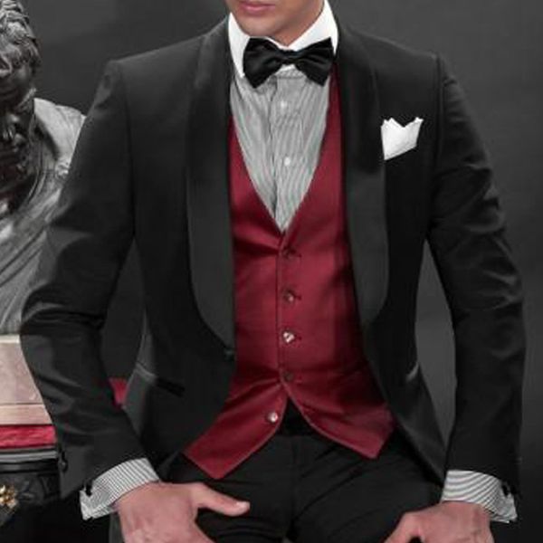 three piece black wedding groomsmen tuxedos groom wear shawl lapel custom made business men suits (jacket + pants, Black;gray
three piece black wedding groomsmen tuxedos groom wear shawl lapel custom made business men suits (jacket + pants, Black;gray