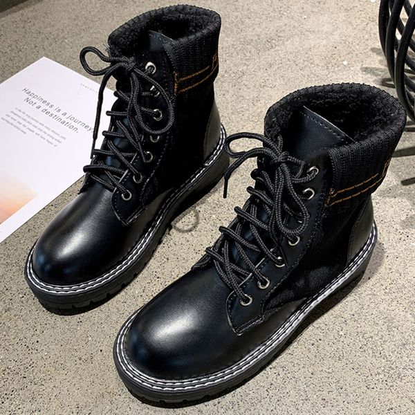 new fashion women platform lace-up solid comfortable square heel party boots, Black 
new fashion women platform lace-up solid comfortable square heel party boots, Black