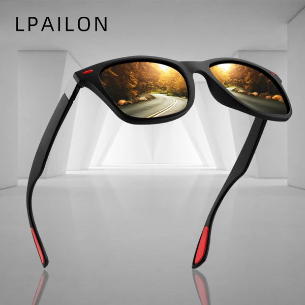 

lpailon mirror polarized sunglasses men women square style driving sun glasses male goggles shadow uv400 retro brand, White;black