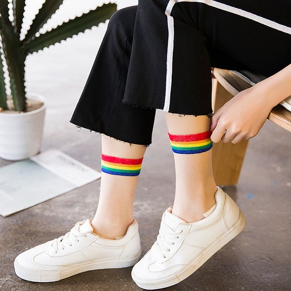 aprilgrass brand ins style fashion transparent rainbow short socks women thin harajuku ankle socks hipster art low cute socks fmale sox, Black;white
aprilgrass brand ins style fashion transparent rainbow short socks women thin harajuku ankle socks hipster art low cute socks fmale sox, Black;white