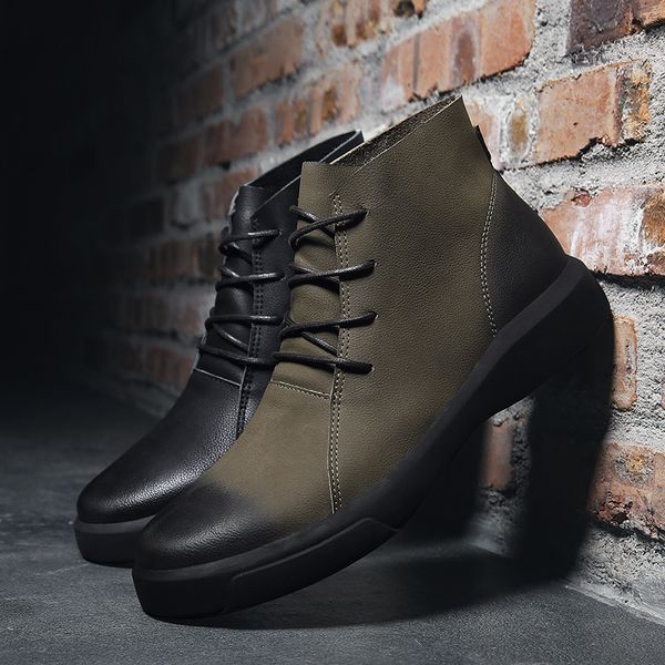 new genuine leather men shoes casual boots sneakers high-boots breathable outdoor walking travel shoes, Black
new genuine leather men shoes casual boots sneakers high-boots breathable outdoor walking travel shoes, Black