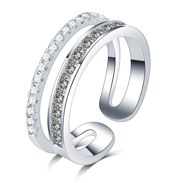 twin row crystal zirconia open style fashion woman finger ring rose gold color christmas gifts wholesale accessories 18krgp stamp, Silver
twin row crystal zirconia open style fashion woman finger ring rose gold color christmas gifts wholesale accessories 18krgp stamp, Silver